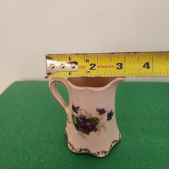 Vtg Leneige Creamer Burbank CA 1934-1955 Pink Porcelain Lavender Vioets Gold - Picture 8 of 8